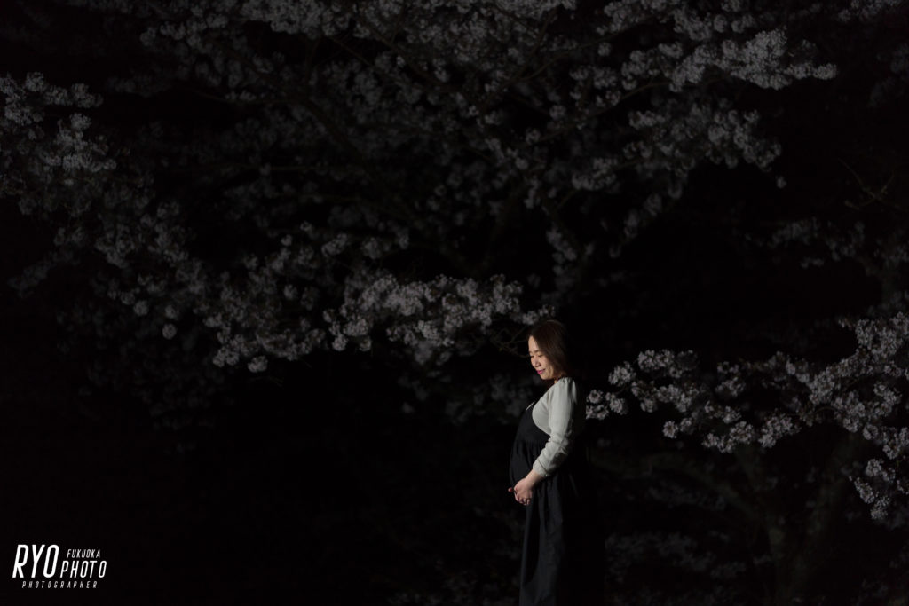 夜桜　マタニティフォトの写真