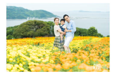 能古島で撮影した家族写真