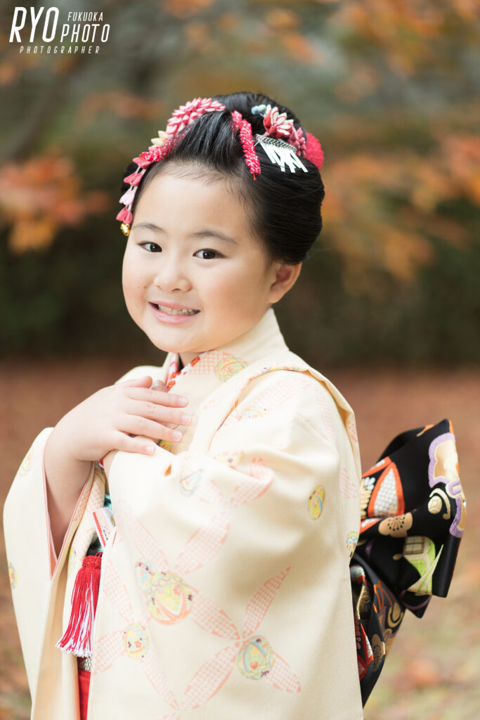 護国神社で撮影した7歳女の子の七五三の写真