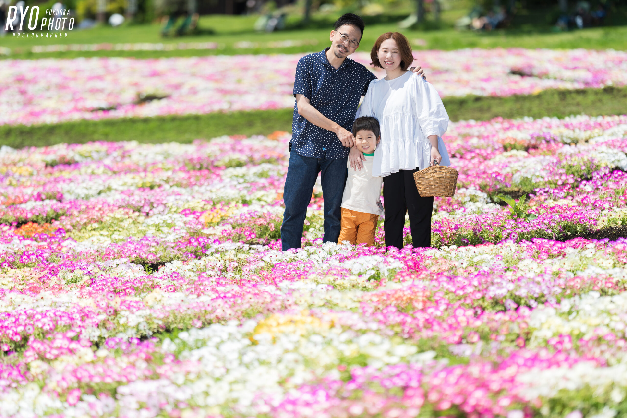 くじゅう花公園で撮影した家族写真